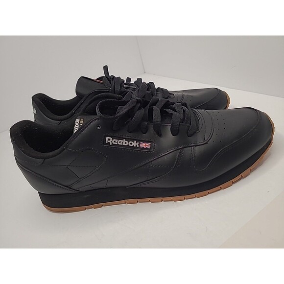 Reebok Classic Leather Men's Shoes Sneaker Size 14 Black/Gum Bottom GY0954 - Picture 3 of 10
